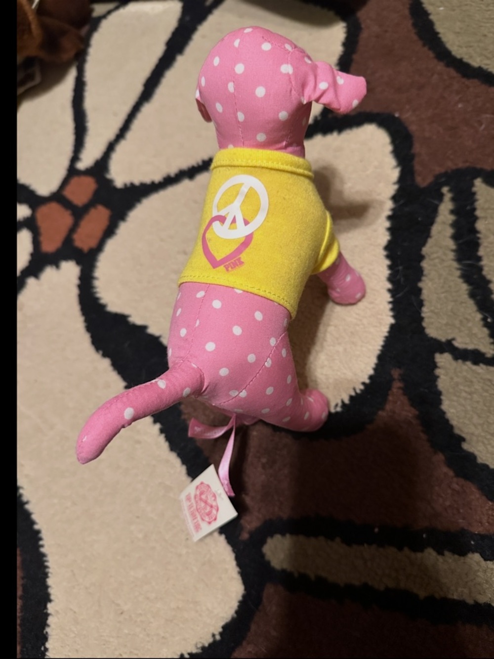 Pink Polka Dot PLUSH PINK Dog with Yellow Tee - Picture 2 of 4